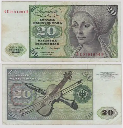 T148451 Banknote 20 DM Deutsche Mark Ro. 271b Schein 2.Jan. 1970 KN GE 0191004 B