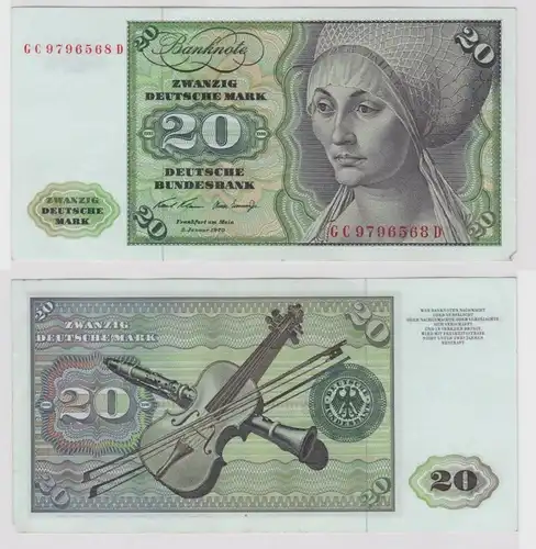 T148449 Banknote 20 DM Deutsche Mark Ro. 271a Schein 2.Jan. 1970 KN GC 9796568 D