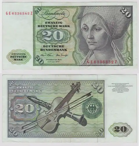 T148447 Banknote 20 DM Deutsche Mark Ro. 271b Schein 2.Jan. 1970 KN GE 6336382 Z