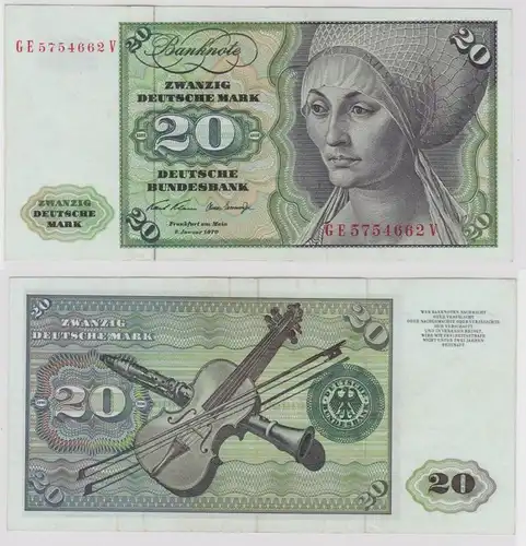 T148446 Banknote 20 DM Deutsche Mark Ro. 271b Schein 2.Jan. 1970 KN GE 5754662 V