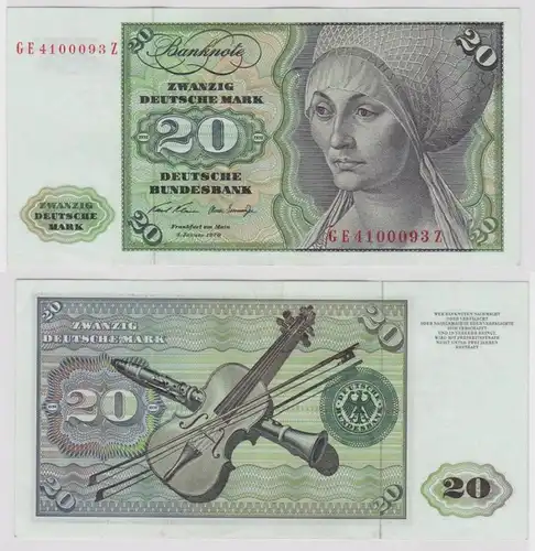T148444 Banknote 20 DM Deutsche Mark Ro. 271b Schein 2.Jan. 1970 KN GE 4100093 Z