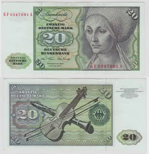 T148441 Banknote 20 DM Deutsche Mark Ro. 271b Schein 2.Jan. 1970 KN GF 8347001 A