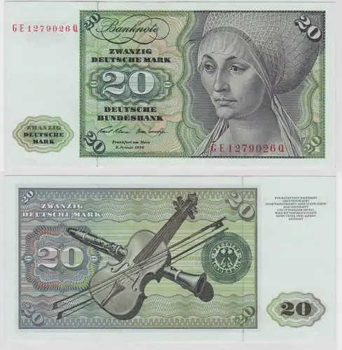 T148440 Banknote 20 DM Deutsche Mark Ro. 271b Schein 2.Jan. 1970 KN GE 1279026 Q