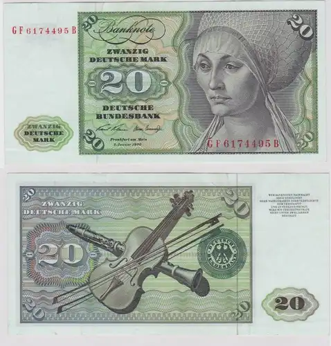 T148438 Banknote 20 DM Deutsche Mark Ro. 271b Schein 2.Jan. 1970 KN GF 6174495 B