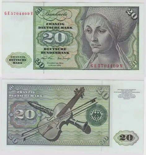 T148437 Banknote 20 DM Deutsche Mark Ro. 271b Schein 2.Jan. 1970 KN GE 5704409 V