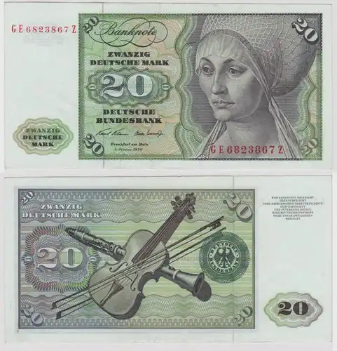 T148433 Banknote 20 DM Deutsche Mark Ro. 271b Schein 2.Jan. 1970 KN GE 6823867 Z