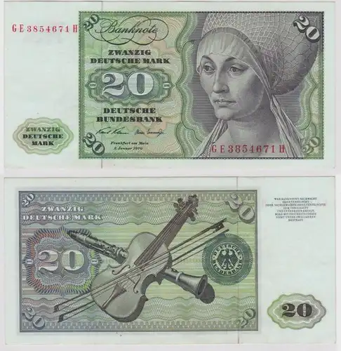 T148428 Banknote 20 DM Deutsche Mark Ro. 271b Schein 2.Jan. 1970 KN GE 3854671 H