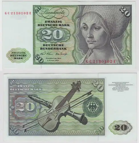 T148424 Banknote 20 DM Deutsche Mark Ro. 271a Schein 2.Jan. 1970 KN GC 2130102 E