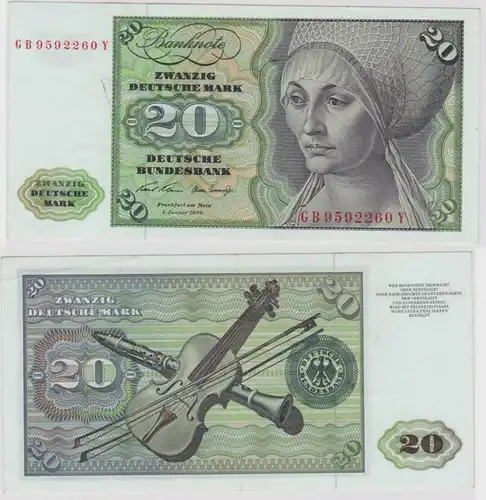 T148420 Banknote 20 DM Deutsche Mark Ro. 271a Schein 2.Jan. 1970 KN GB 9592260 Y
