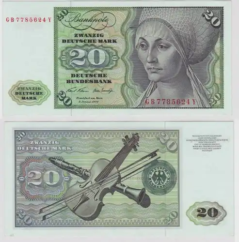 T148418 Banknote 20 DM Deutsche Mark Ro. 271a Schein 2.Jan. 1970 KN GB 7785624 Y