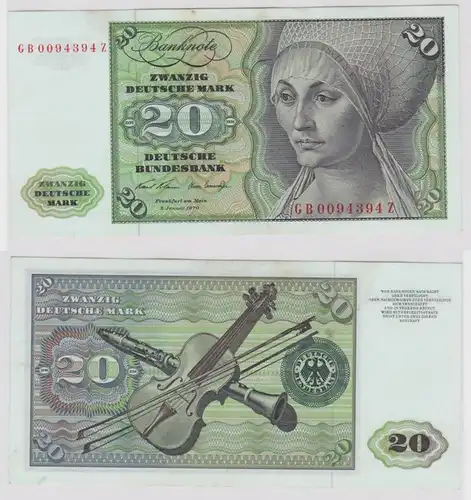 T148409 Banknote 20 DM Deutsche Mark Ro. 271a Schein 2.Jan. 1970 KN GB 0094394 Z