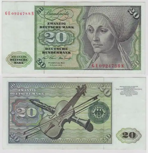 T148405 Banknote 20 DM Deutsche Mark Ro. 271b Schein 2.Jan. 1970 KN GE 0924788 N