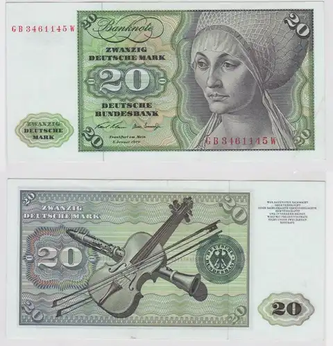 T148357 Banknote 20 DM Deutsche Mark Ro. 271a Schein 2.Jan. 1970 KN GB 3461145 W