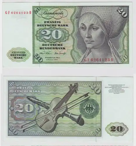 T148355 Banknote 20 DM Deutsche Mark Ro. 271b Schein 2.Jan. 1970 KN GF 6264123 B