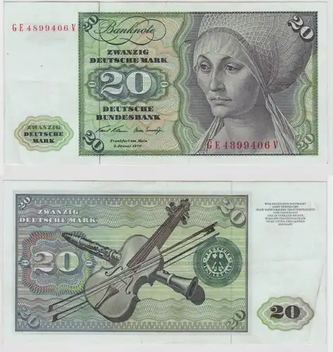 T148350 Banknote 20 DM Deutsche Mark Ro. 271b Schein 2.Jan. 1970 KN GE 4899406 V
