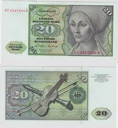 T148349 Banknote 20 DM Deutsche Mark Ro. 271b Schein 2.Jan. 1970 KN GF 4347288 B