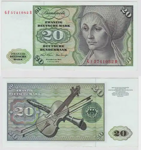 T148348 Banknote 20 DM Deutsche Mark Ro. 271b Schein 2.Jan. 1970 KN GF 5741082 B