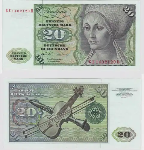 T148347 Banknote 20 DM Deutsche Mark Ro. 271b Schein 2.Jan. 1970 KN GE 1402120 H