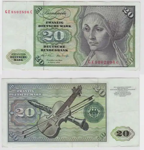 T148342 Banknote 20 DM Deutsche Mark Ro. 271b Schein 2.Jan. 1970 KN GE 9802896 C