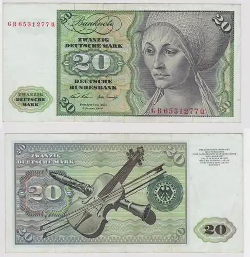T148336 Banknote 20 DM Deutsche Mark Ro. 271a Schein 2.Jan. 1970 KN GB 6531277 Q