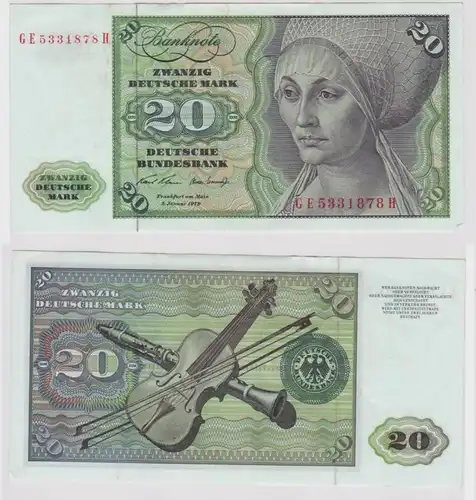 T148318 Banknote 20 DM Deutsche Mark Ro. 271b Schein 2.Jan. 1970 KN GE 5331878 H