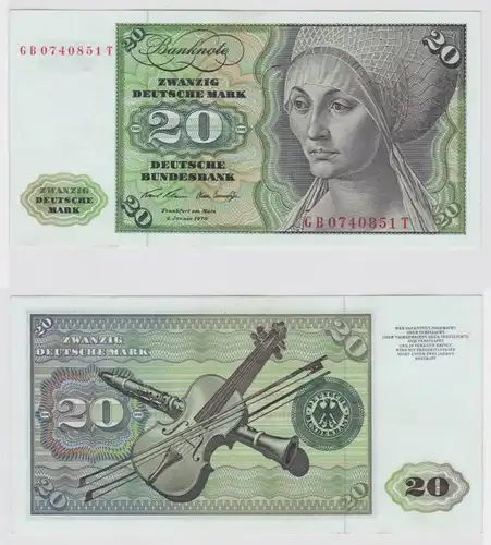 T148314 Banknote 20 DM Deutsche Mark Ro. 271a Schein 2.Jan. 1970 KN GB 0740851 T