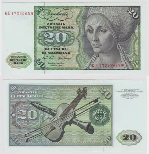 T148312 Banknote 20 DM Deutsche Mark Ro. 271b Schein 2.Jan. 1970 KN GE 1736905 W