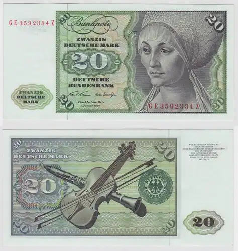 T148309 Banknote 20 DM Deutsche Mark Ro. 271b Schein 2.Jan. 1970 KN GE 3592334 Z