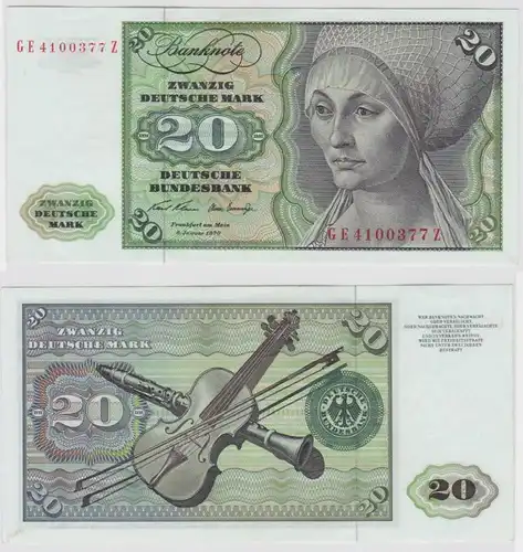 T148307 Banknote 20 DM Deutsche Mark Ro. 271b Schein 2.Jan. 1970 KN GE 4100377 Z