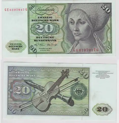 T148306 Banknote 20 DM Deutsche Mark Ro. 271b Schein 2.Jan. 1970 KN GE 6197047 G