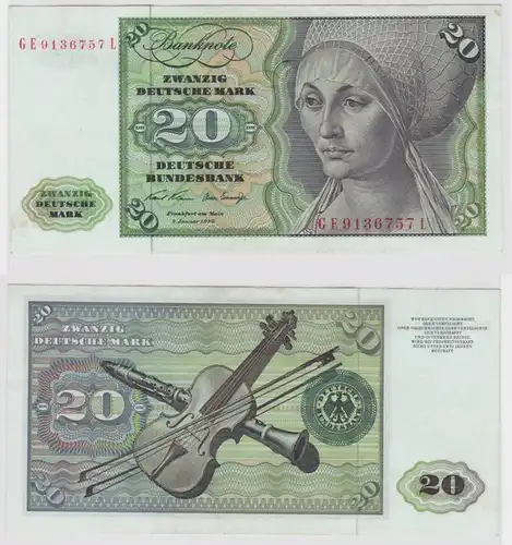 T148304 Banknote 20 DM Deutsche Mark Ro. 271b Schein 2.Jan. 1970 KN GE 9136757 L