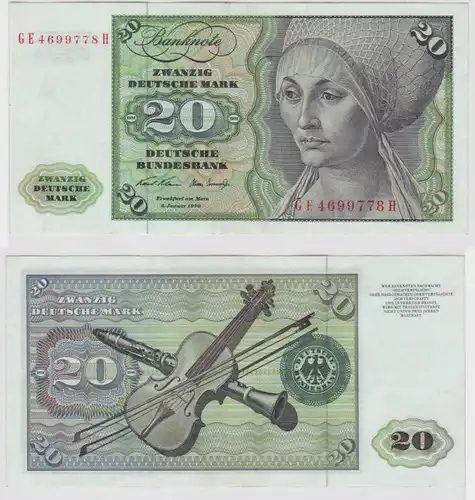 T148302 Banknote 20 DM Deutsche Mark Ro. 271b Schein 2.Jan. 1970 KN GE 4699778 H
