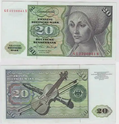 T148301 Banknote 20 DM Deutsche Mark Ro. 271b Schein 2.Jan. 1970 KN GE 2226041 N