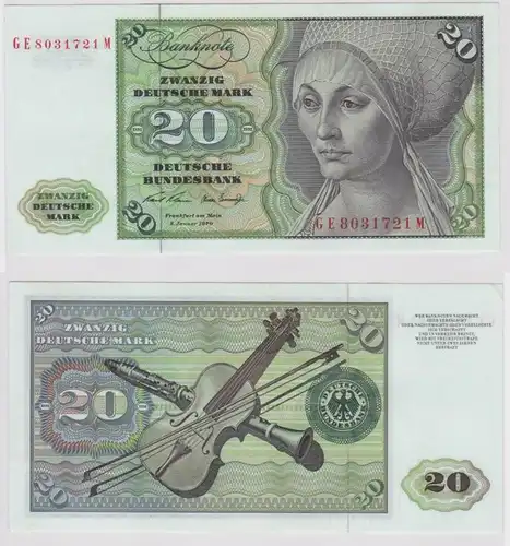 T148292 Banknote 20 DM Deutsche Mark Ro. 271b Schein 2.Jan. 1970 KN GE 8031721 M