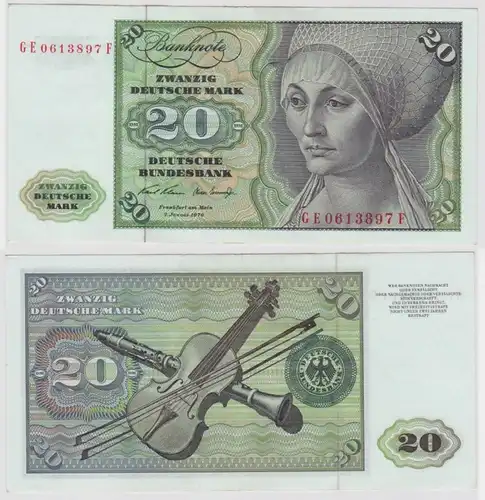 T148286 Banknote 20 DM Deutsche Mark Ro. 271b Schein 2.Jan. 1970 KN GE 0613897 F