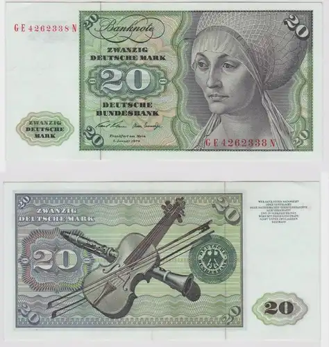 T148285 Banknote 20 DM Deutsche Mark Ro. 271b Schein 2.Jan. 1970 KN GE 4262338 N