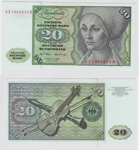 T148280 Banknote 20 DM Deutsche Mark Ro. 271b Schein 2.Jan. 1970 KN GE 1894213 H