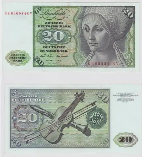 T148274 Banknote 20 DM Deutsche Mark Ro. 271a Schein 2.Jan. 1970 KN GB 6909848 V