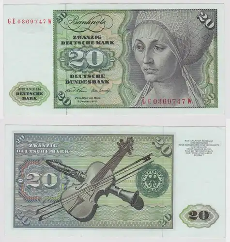 T148273 Banknote 20 DM Deutsche Mark Ro. 271b Schein 2.Jan. 1970 KN GE 0369747 W