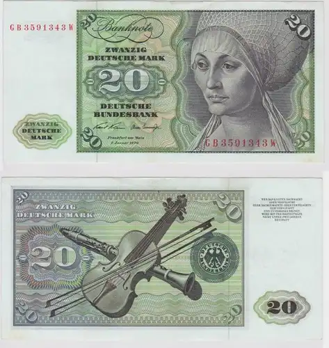 T148265 Banknote 20 DM Deutsche Mark Ro. 271a Schein 2.Jan. 1970 KN GB 3591343 W