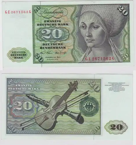 T148260 Banknote 20 DM Deutsche Mark Ro. 271b Schein 2.Jan. 1970 KN GE 2671562 G