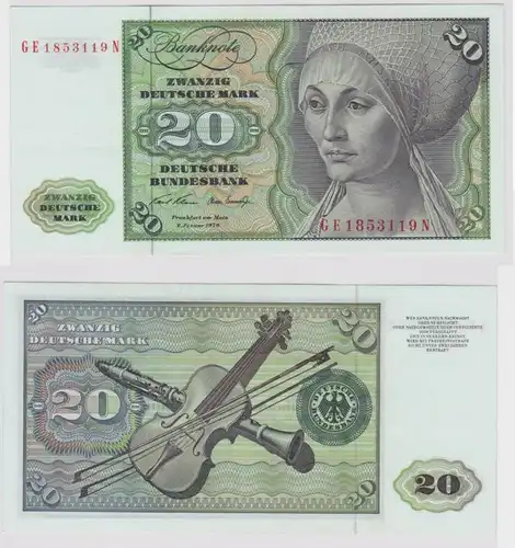 T148257 Banknote 20 DM Deutsche Mark Ro. 271b Schein 2.Jan. 1970 KN GE 1853119 N