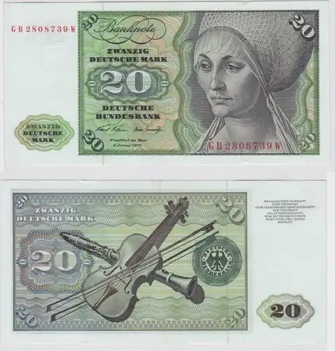 T148256 Banknote 20 DM Deutsche Mark Ro. 271a Schein 2.Jan. 1970 KN GB 2808739 W
