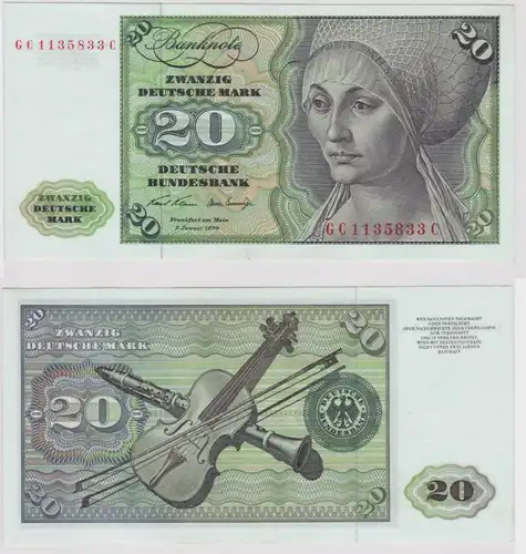 T148255 Banknote 20 DM Deutsche Mark Ro. 271a Schein 2.Jan. 1970 KN GC 1135833 C