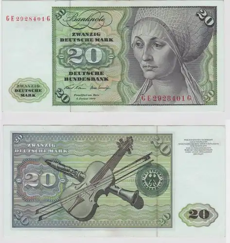 T148254 Banknote 20 DM Deutsche Mark Ro. 271b Schein 2.Jan. 1970 KN GE 2928401 G