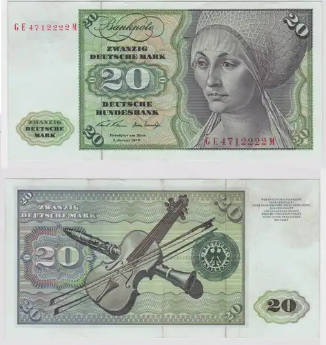 T148252 Banknote 20 DM Deutsche Mark Ro. 271b Schein 2.Jan. 1970 KN GE 4712222 M