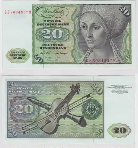 T148245 Banknote 20 DM Deutsche Mark Ro. 271b Schein 2.Jan. 1970 KN GE 8084357 M