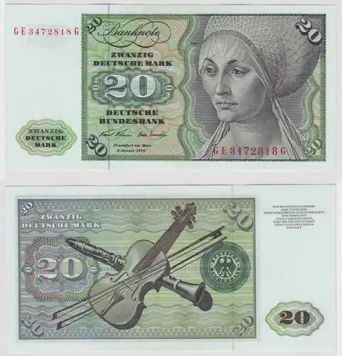T148200 Banknote 20 DM Deutsche Mark Ro. 271b Schein 2.Jan. 1970 KN GE 3472818 G