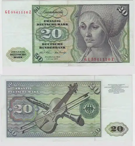 T148192 Banknote 20 DM Deutsche Mark Ro. 271b Schein 2.Jan. 1970 KN GE 5841110 Z