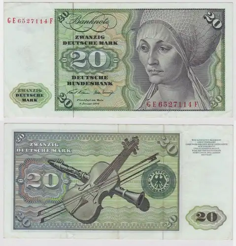 T148190 Banknote 20 DM Deutsche Mark Ro. 271b Schein 2.Jan. 1970 KN GE 6527114 F